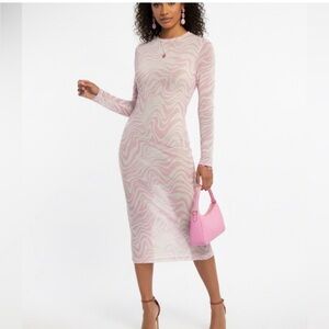 AFRM LOAH LONG SLEEVE MESH MIDI DRESS SIZE Small NWT